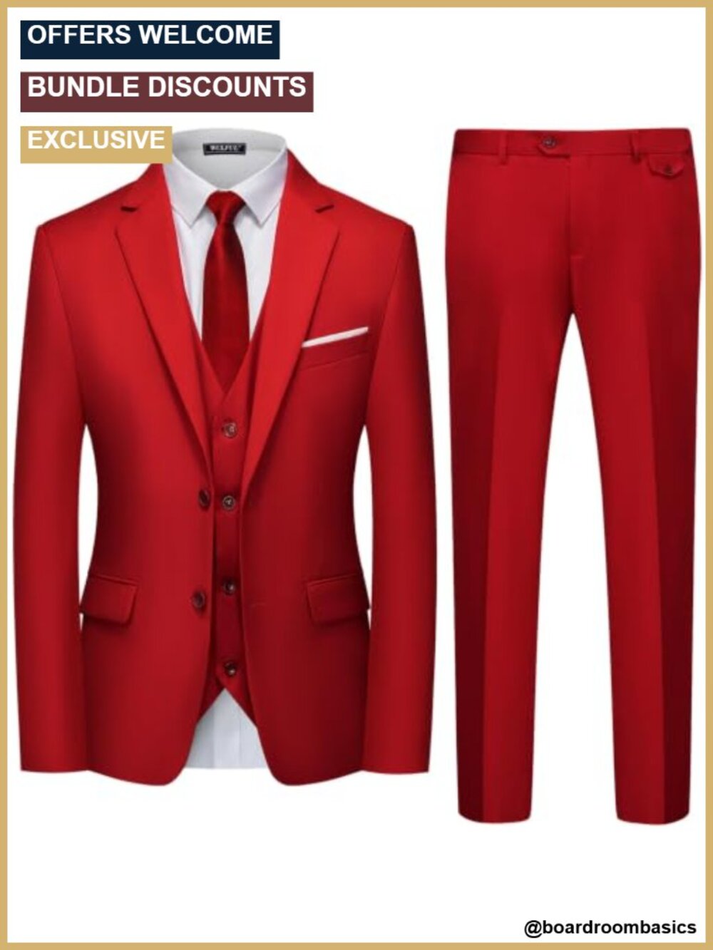 Men's 3 Piece Slim Fit Suit Set Two Button Blazer Vest Pants Tuxedo